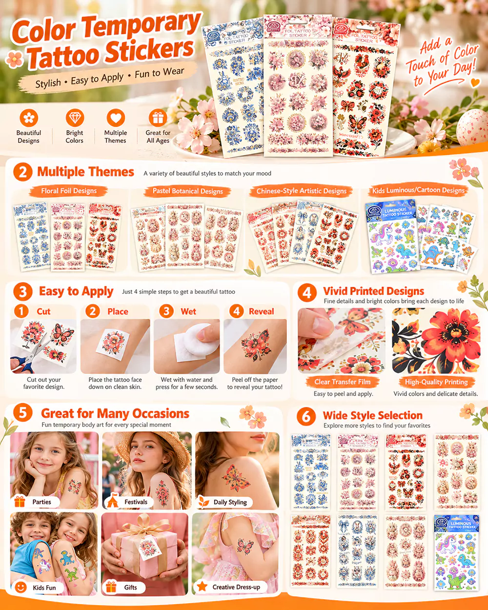 Colorful Temporary Tattoo Sticker